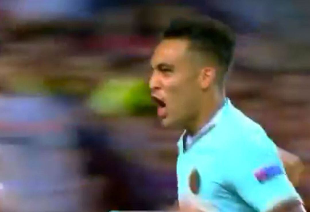 Lautaro Martínez celebra el gol del Inter