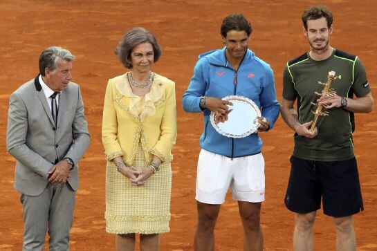 Manolo Santana y la reina Sofía, junto a Rafa Nadal y Andy Murray