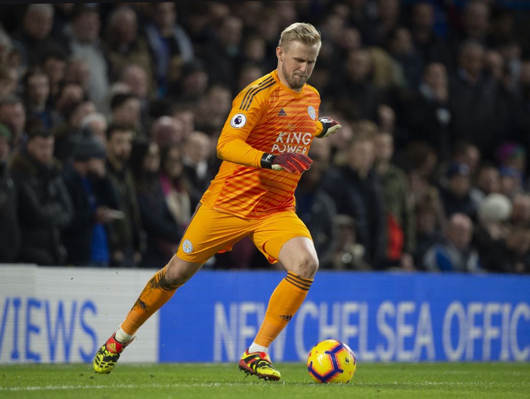 Schmeichel, durante el partido entre el Leicester y el Chelsea. 