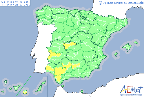Mucho calor en el oeste de Andalucía, Toledo, Badajoz y Gran Canaria
