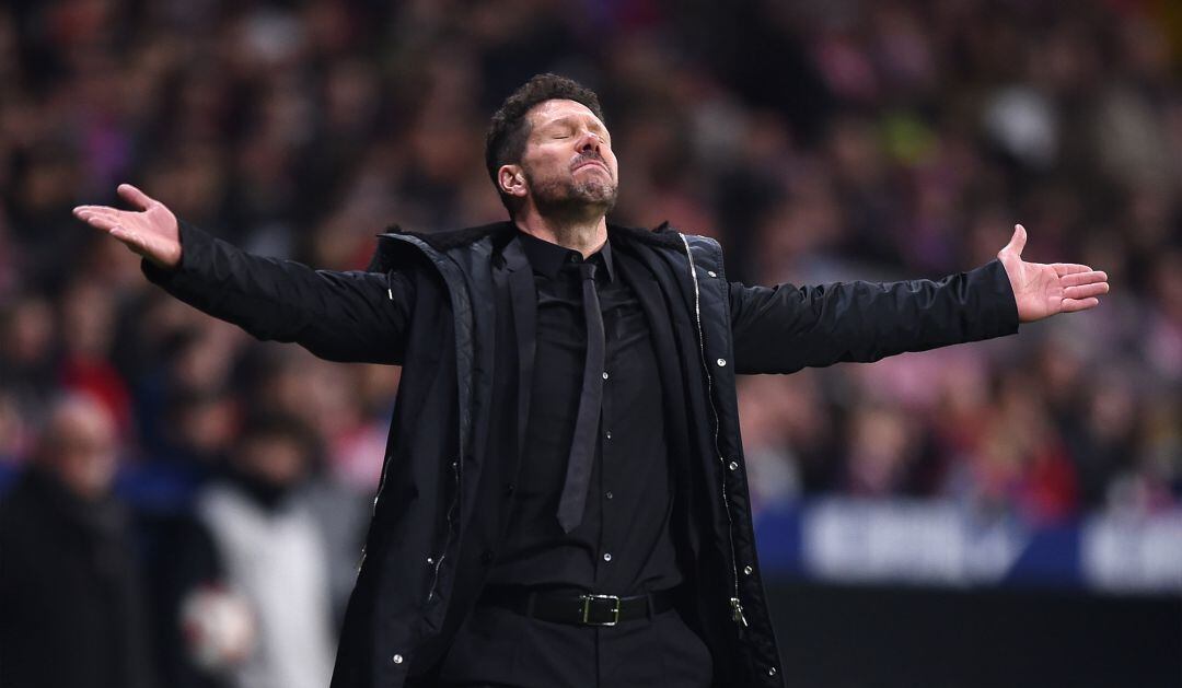 Simeone, en el partido de Copa entre el Atlético y el Girona.