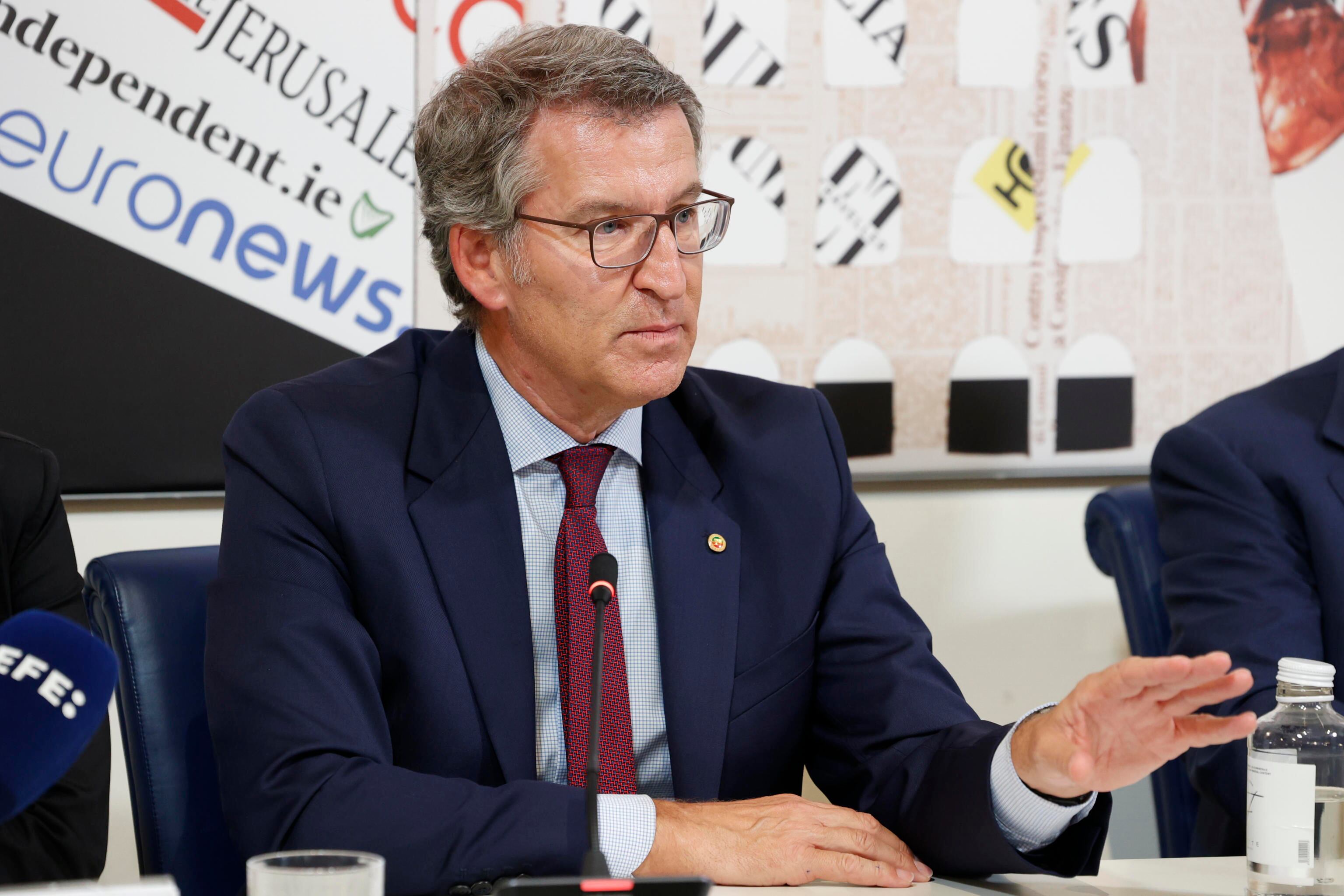 El líder del PP, Alberto Núñez Feijóo, en una rueda de prensa celebrada el pasado 19 de septiembre en Roma.