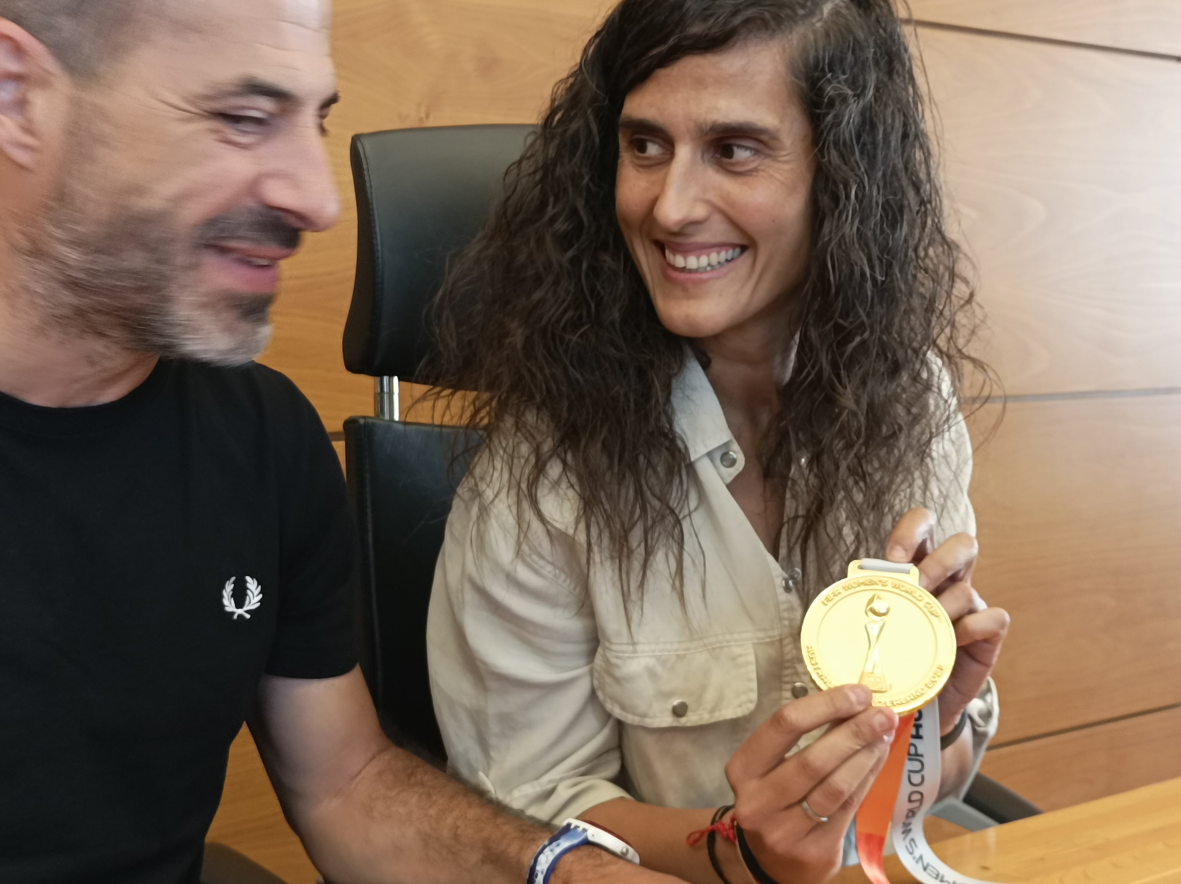 Montse Tomé, durante la recepción en Siero, esta mañana