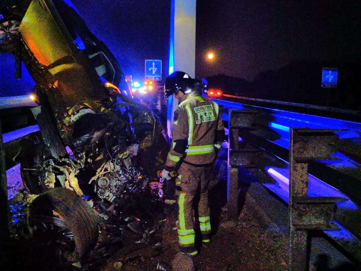 Imagen del accidente en la A-7, en Santomera