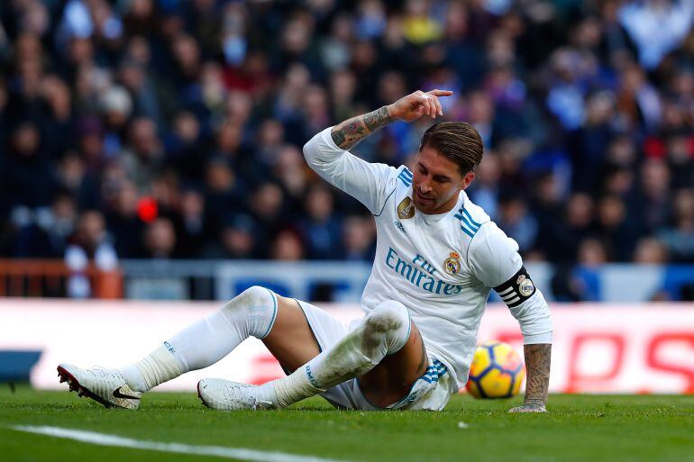 Sergio Ramos durante un encuentro con el Real Madrid