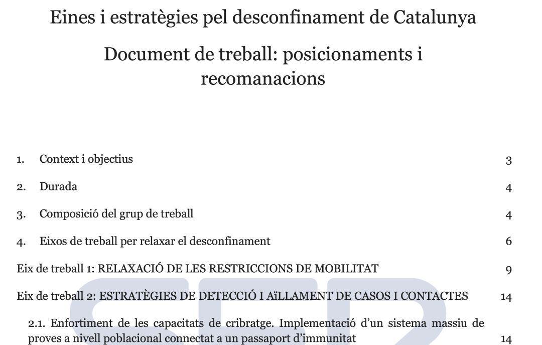 Portada del document al que ha tingut accés SER Catalunya