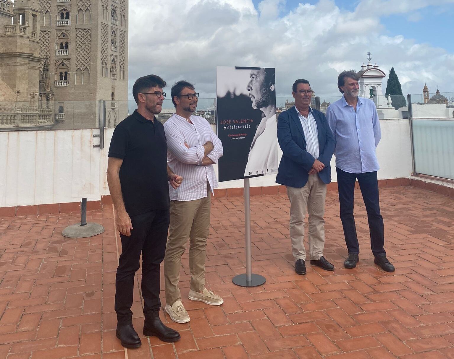 De izquierda a derecha, Chema Blanco, el cantaor José Valencia, José Ángel Martínez Fernández y Pedro Chicharro