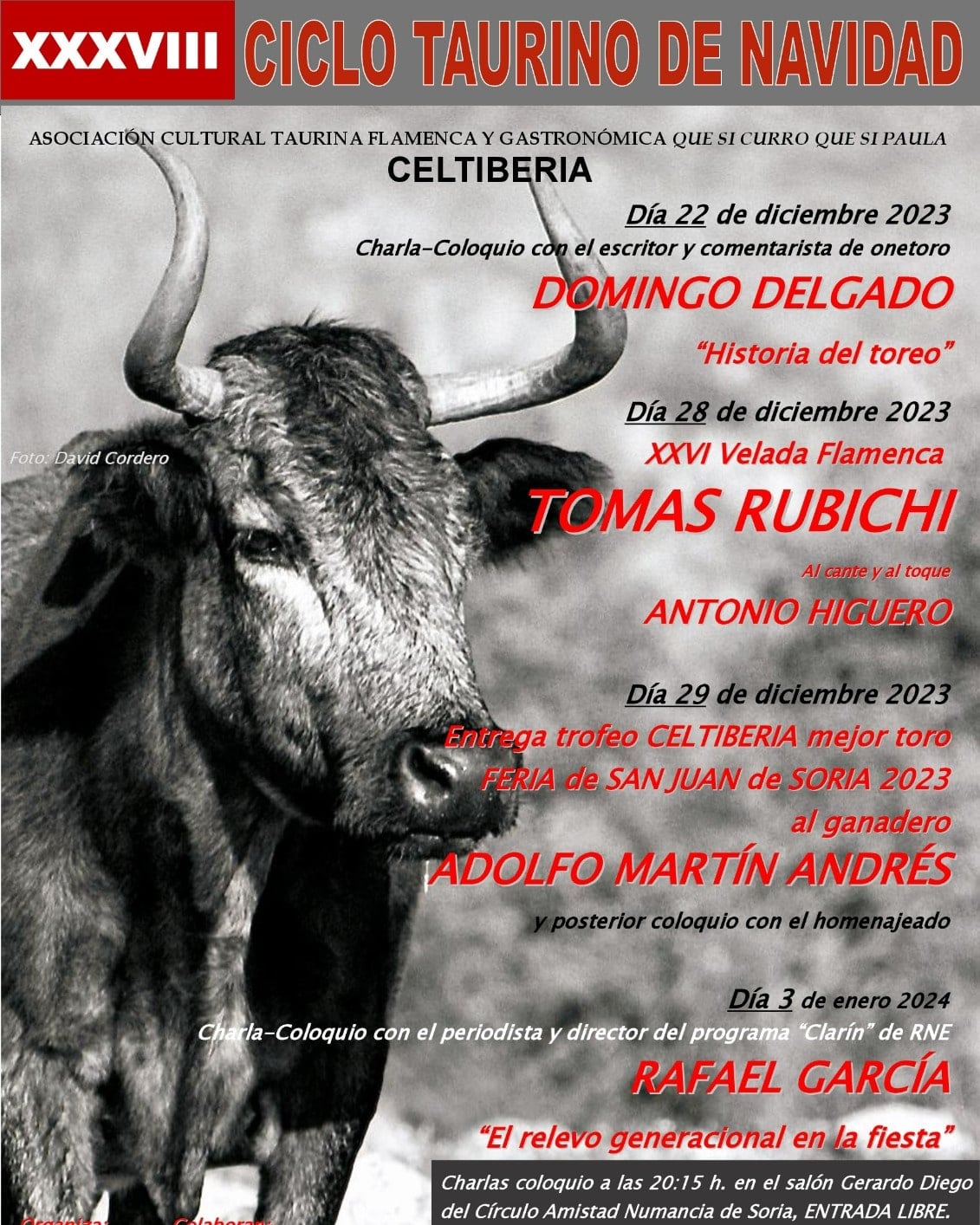 Programa del XXXVIII Ciclo Taurino de Navidad de Soria.