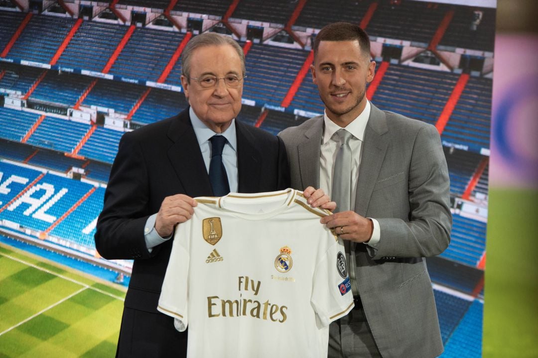 Floretino y Hazard, en la presentación del belga. 