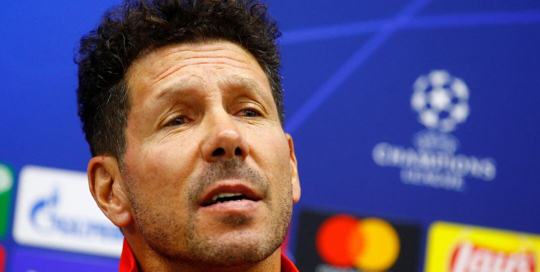 Simeone, durante la rueda de prensa previa al encuentro entre el Atlético de Madrid y el Lokomotiv