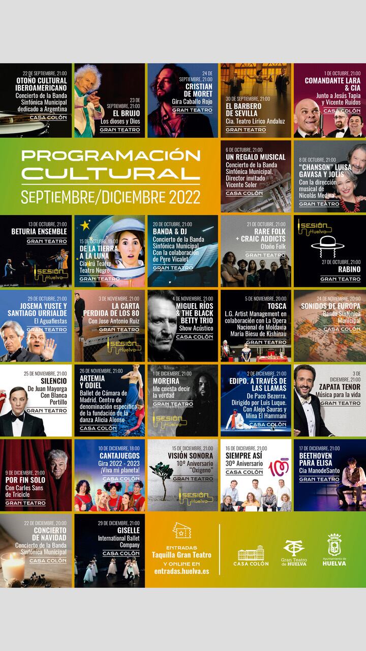 Programación cultural de Huelva en otoño (2022)