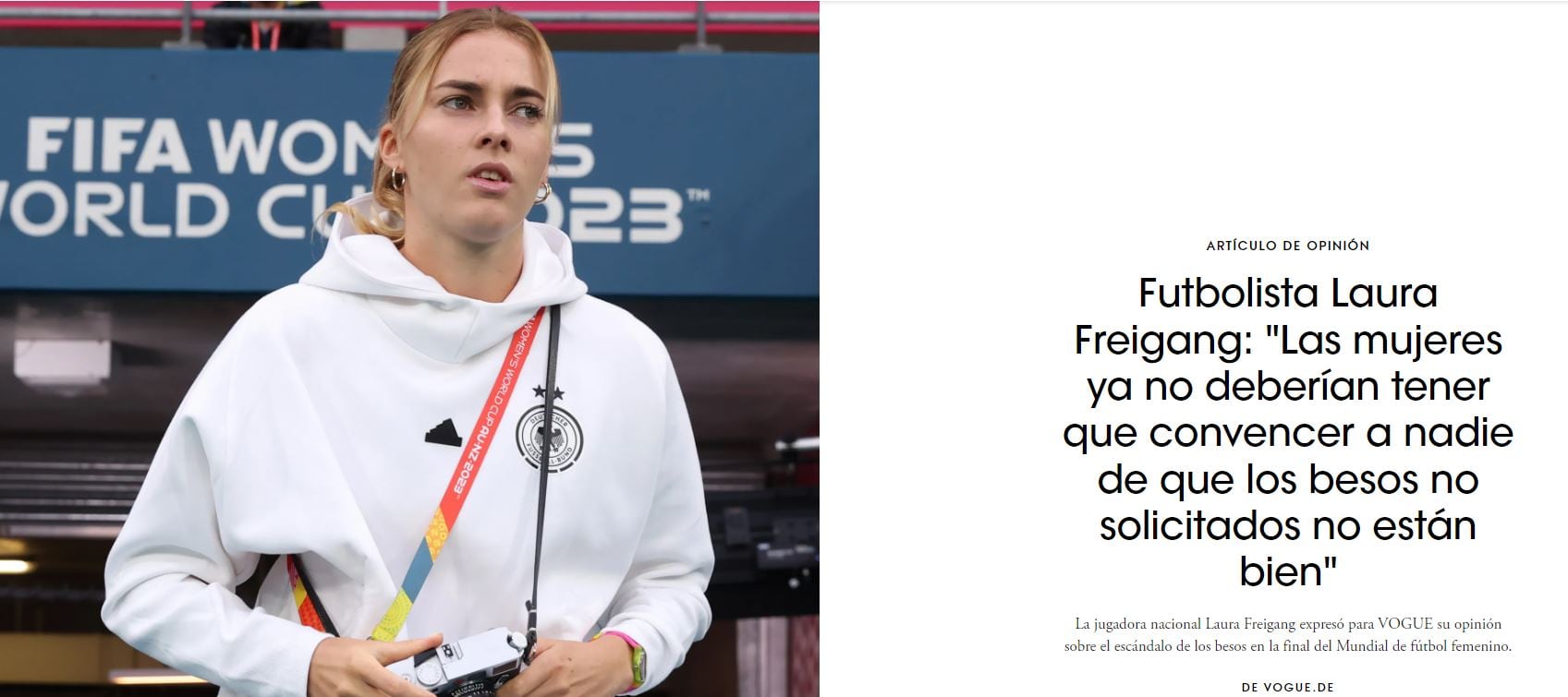 La futbolista alemana Laura Freigang ha escrito un artículo de opinión en Vogue Alemania.