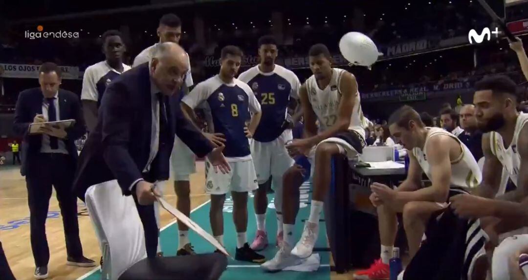 Pablo Laso, en plena bronca a sus jugadores.