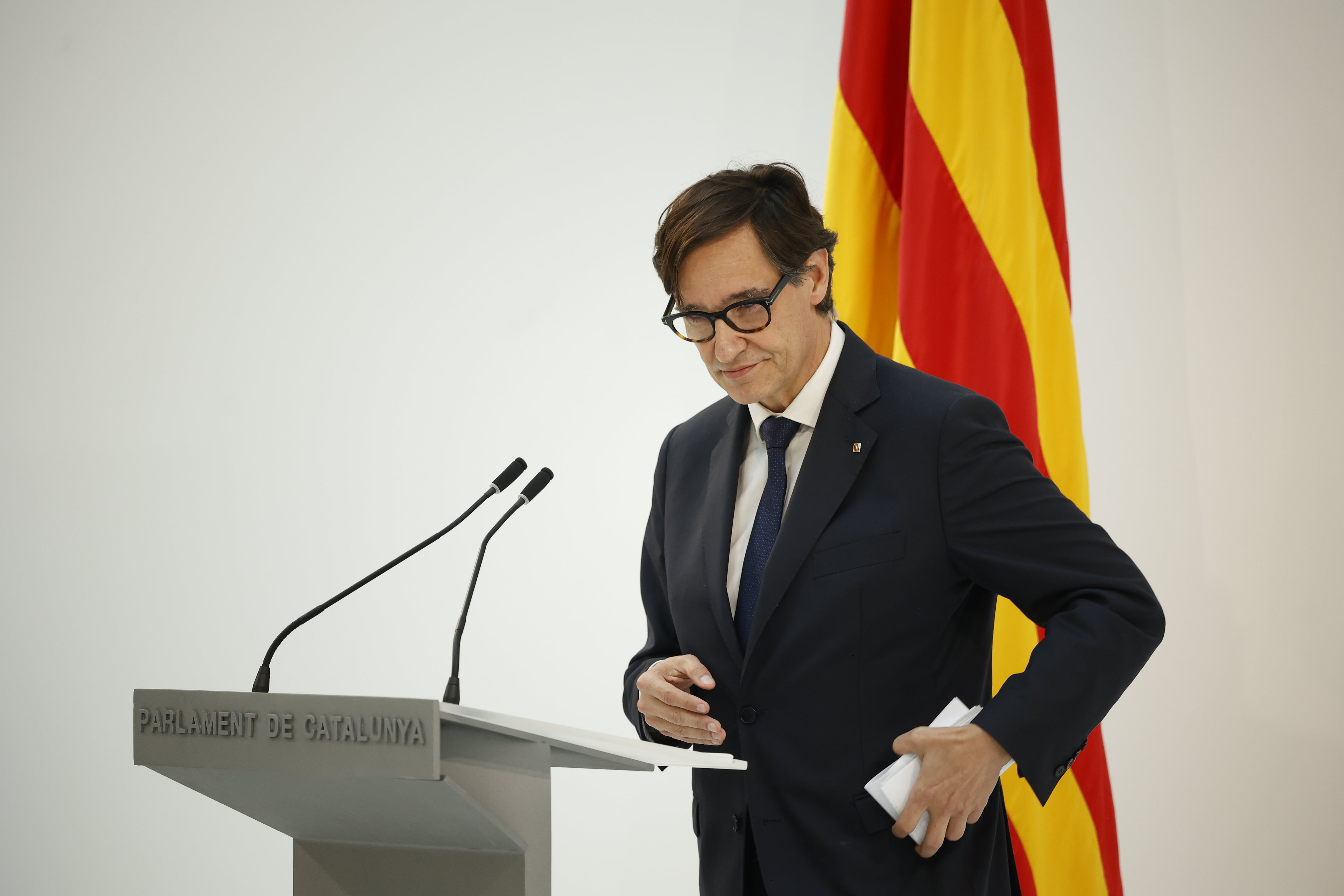 El president de la Generalitat, Salvador Illa, durante un discurso en el Parlament de Catalunya