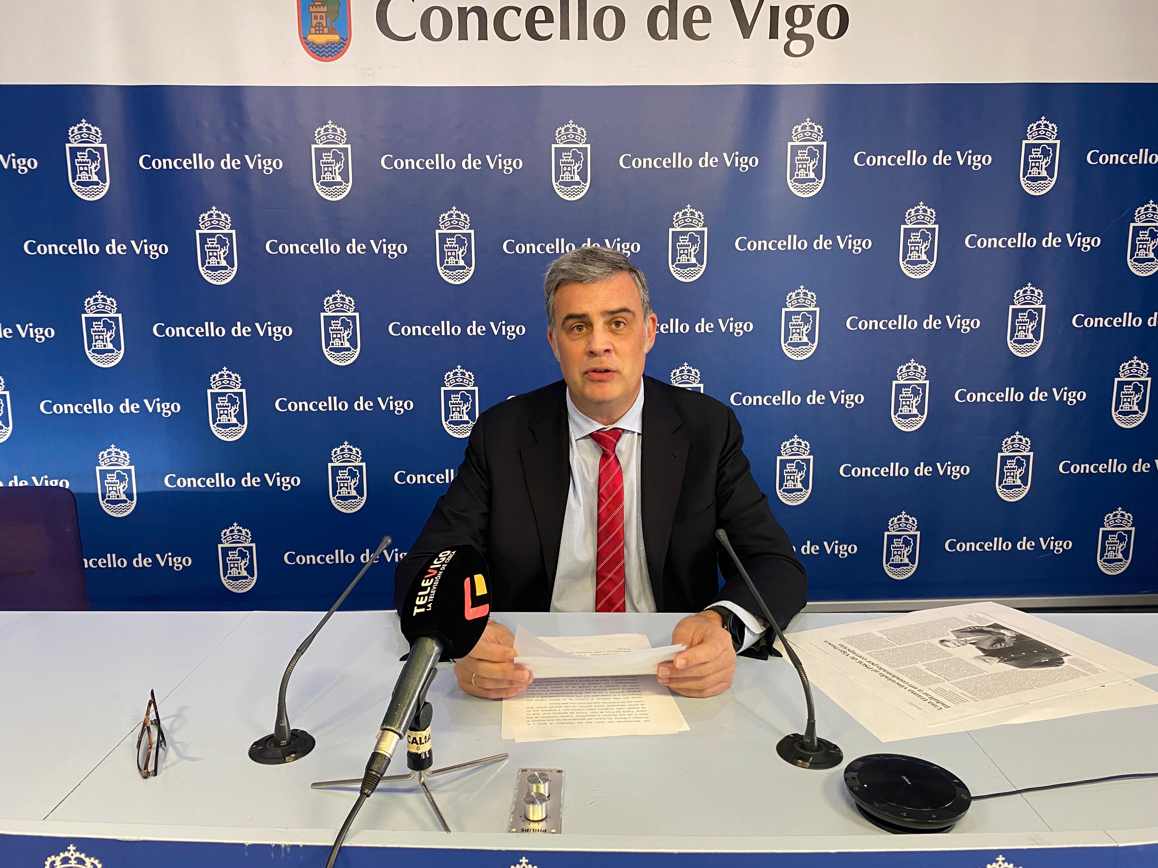 Alfonso Marnotes, en la sala de prensa del Concello de Vigo.