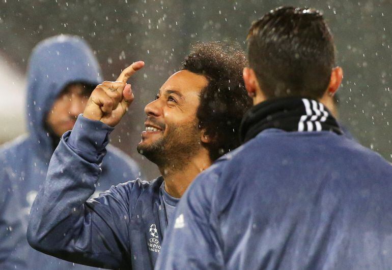 Marcelo, junto a Cristiano en el entrenamiento en San Paolo