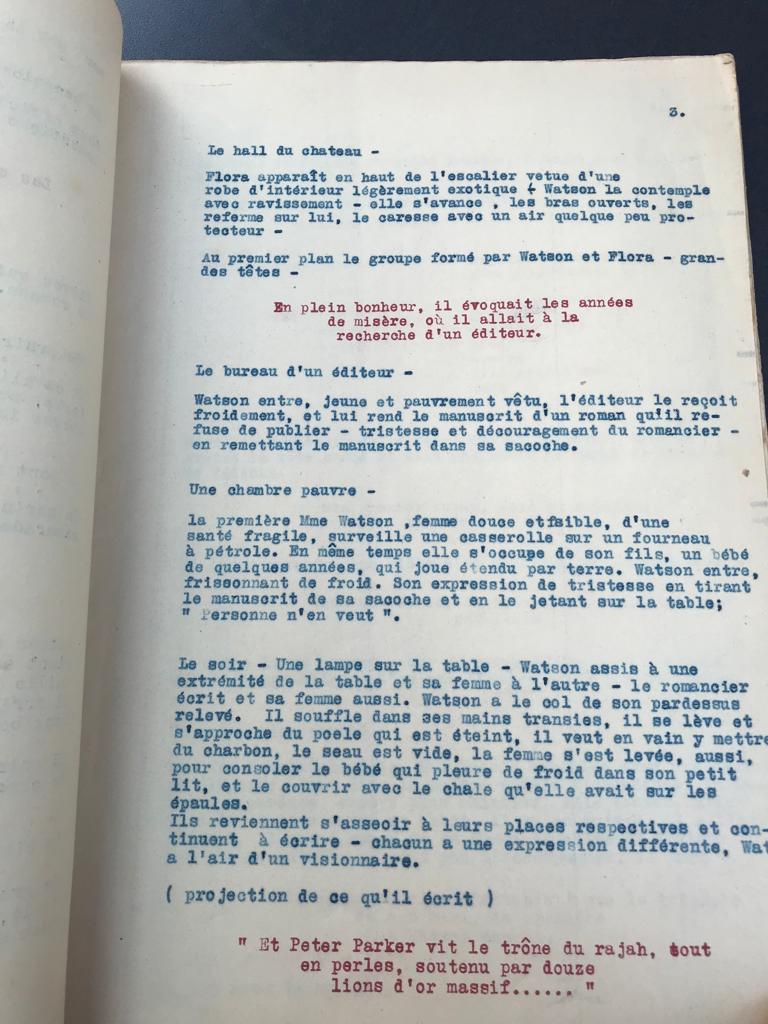 Página del guion de &#039;El Novelista&#039;, de Blasco Ibàñez