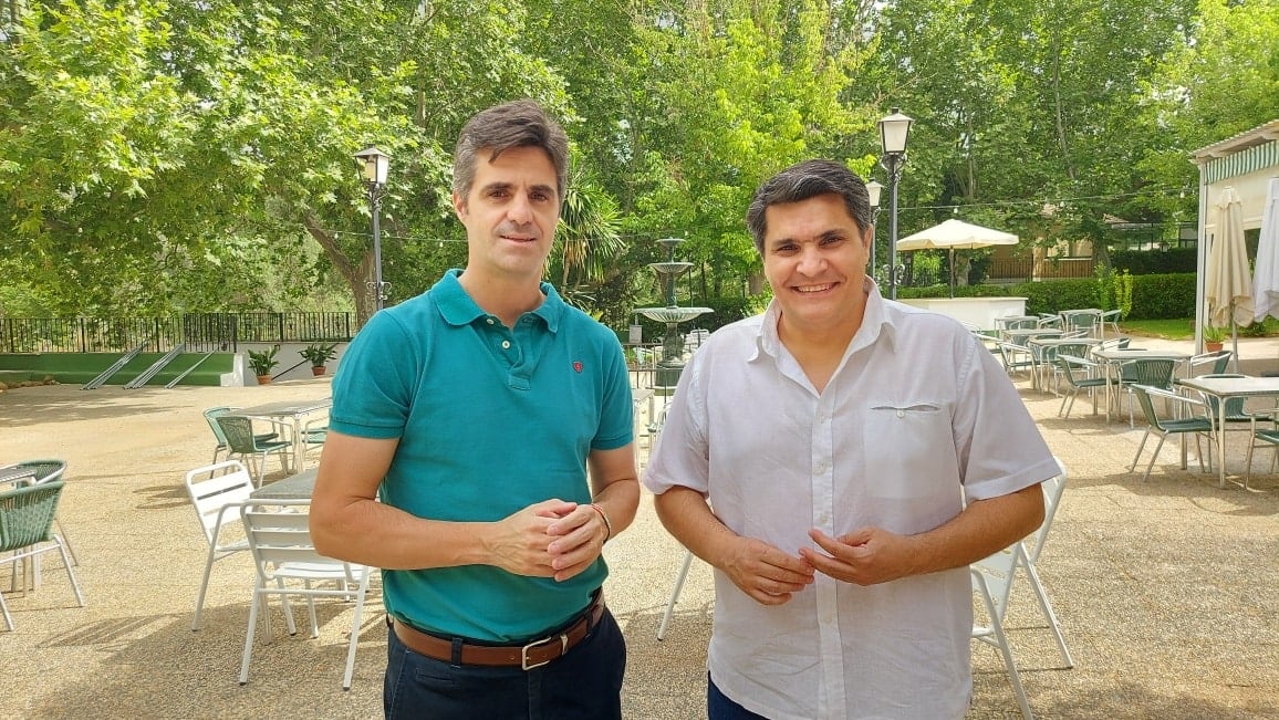 Luis Miguel Carmona y Manuel Lozano en el balneario de Marmolejo.