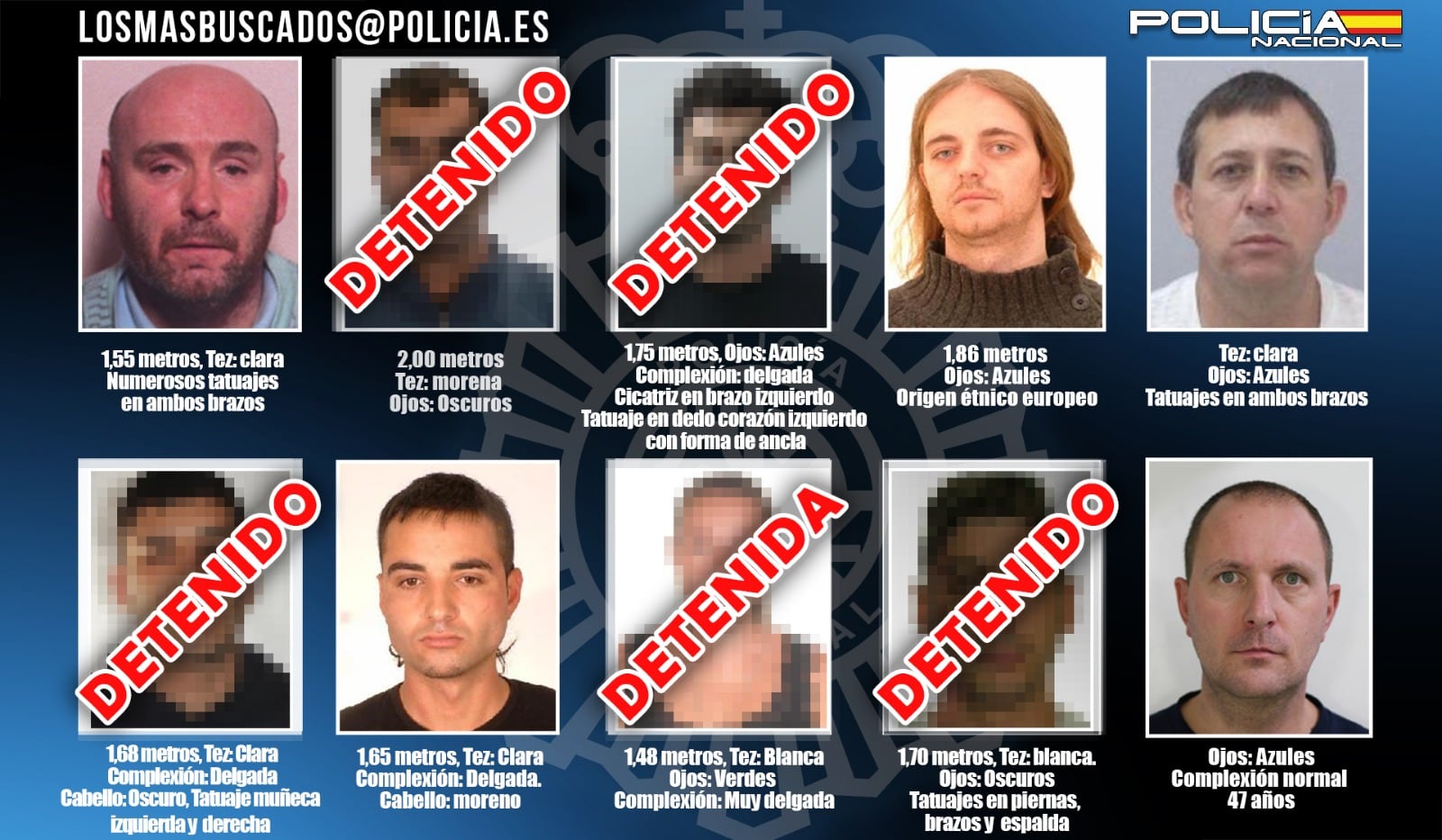 Los 10 fugitivos más buscados en España