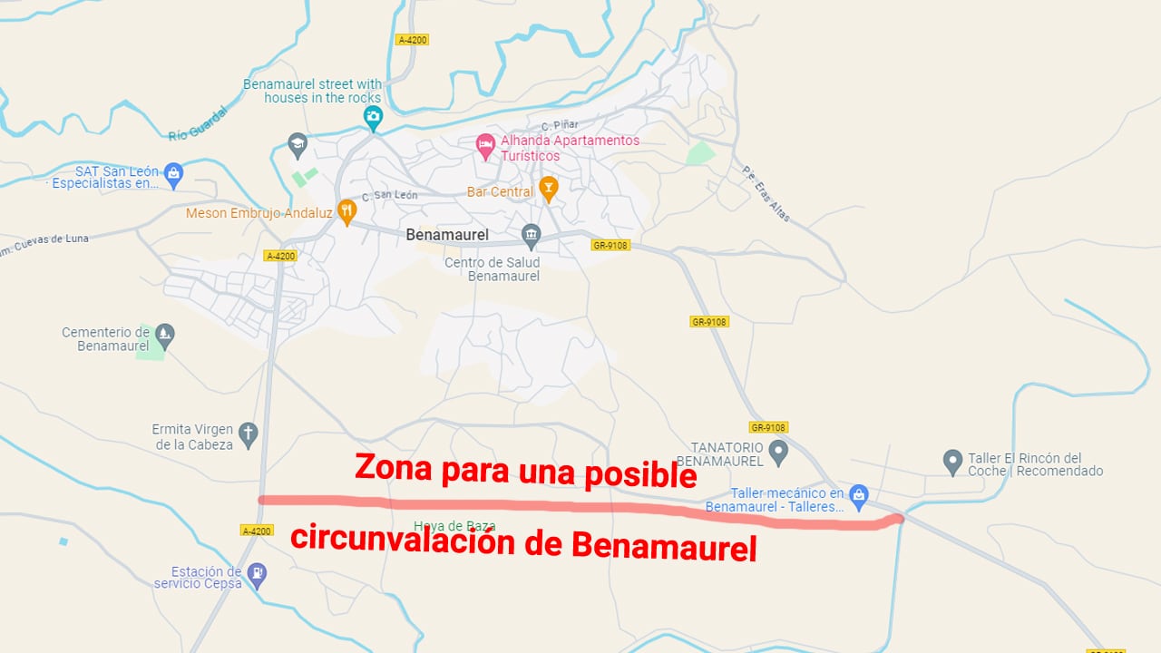 Zona para una posible circunvalación de Benamaurel (Granada)