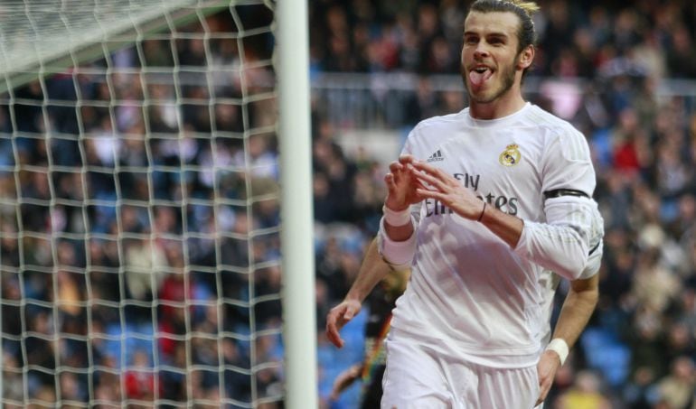 Bale, en la celebración de uno de sus goles ante el Rayo Vallecano