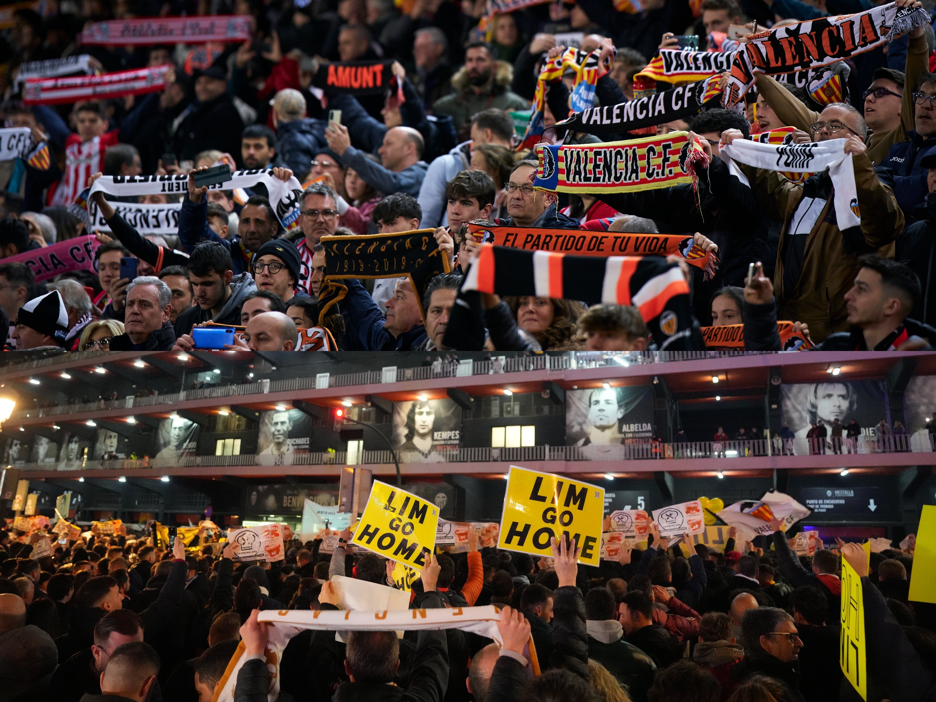 Las dos caras de las aficiones de Mestalla