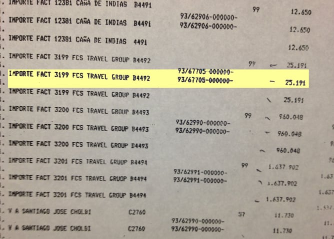 Imagen de la primera factura de las empresas de Correa a la dirección nacional del PP, del año 93 y por valor de 25.191 pesetas