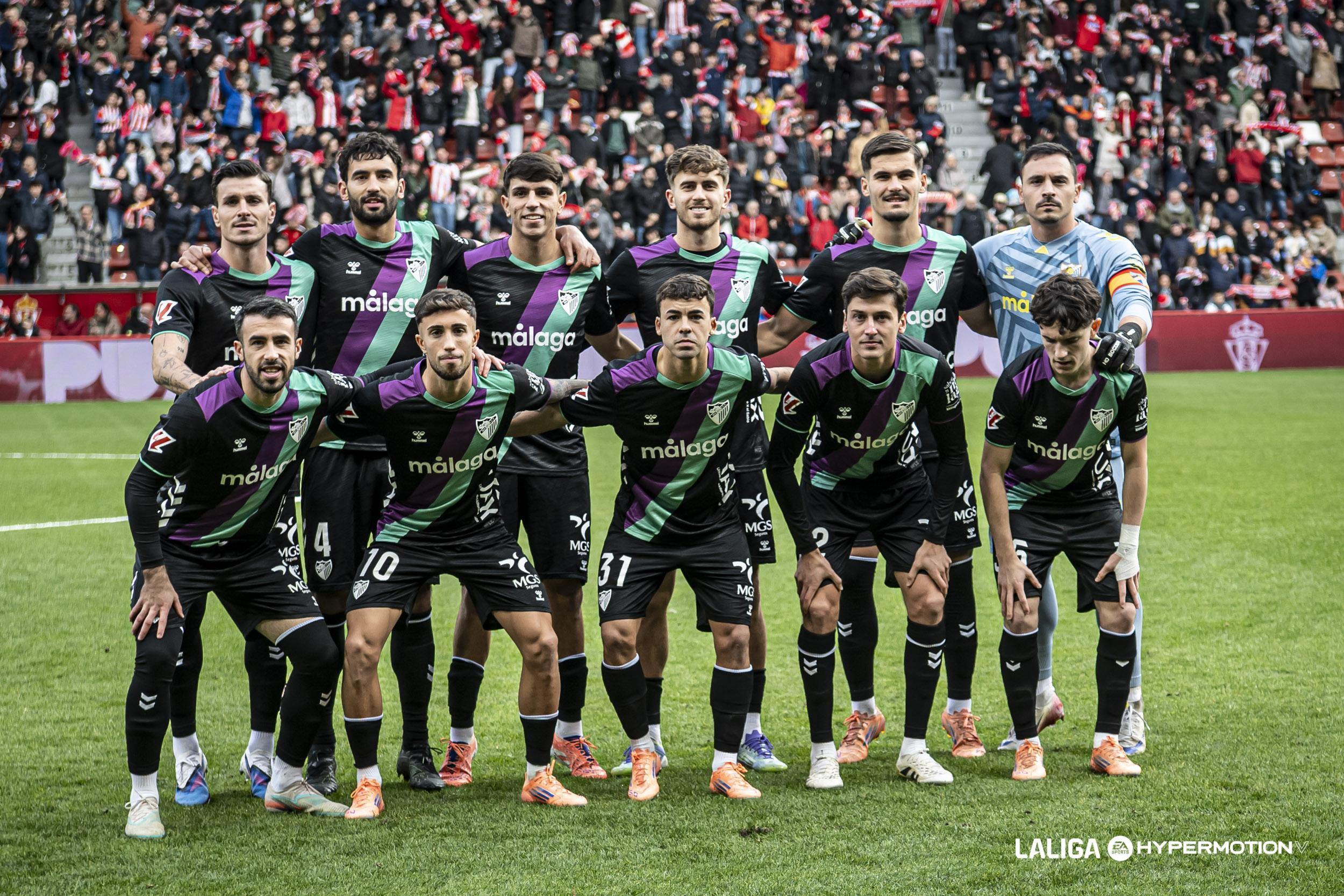 Alineación titular del Málaga en Gijón