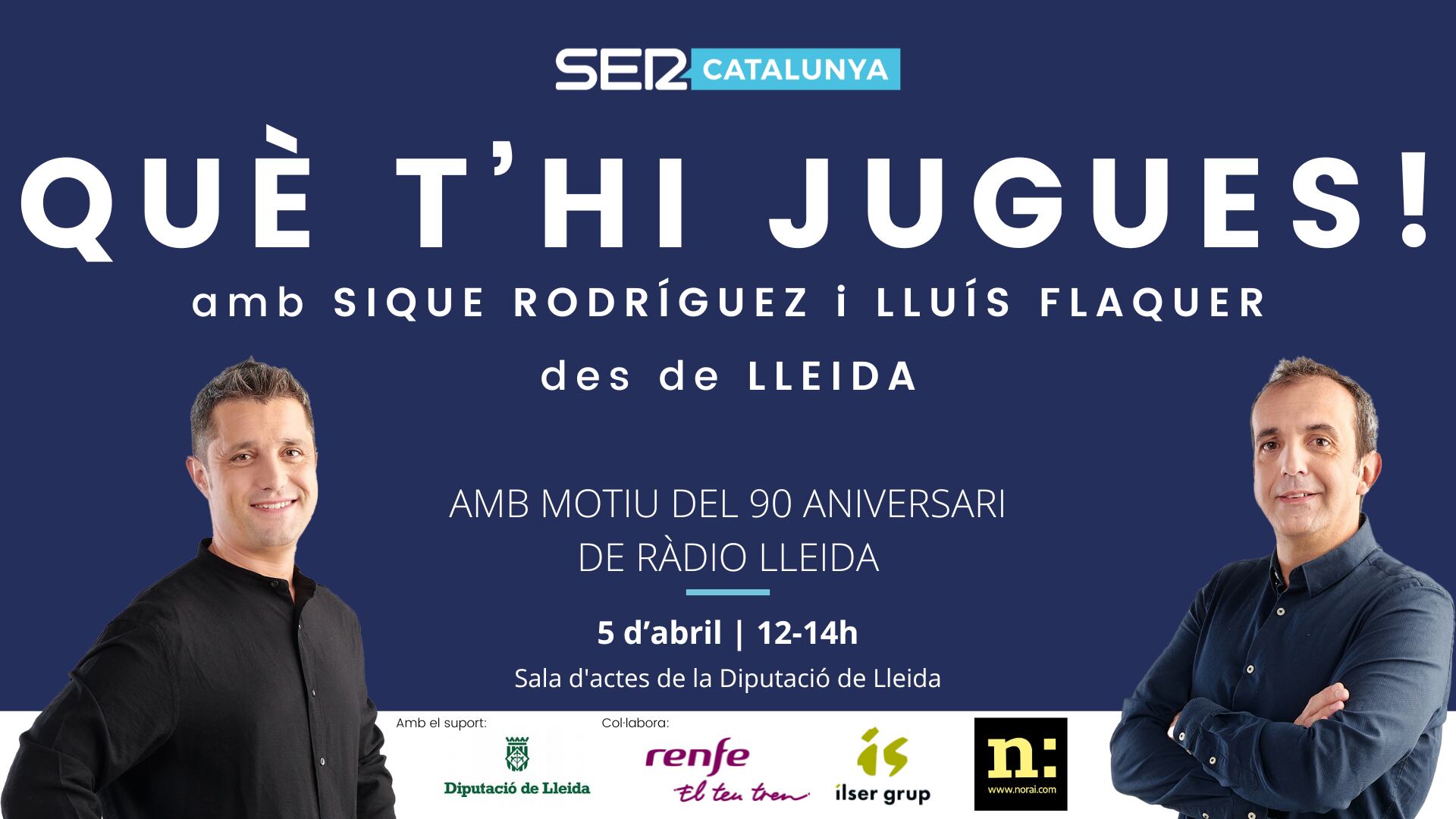 Amb en "Sique", Sique Rodríguez, i en "Flaki", Lluís Flaquer, des de la Sala d'Actes de la Diputació.