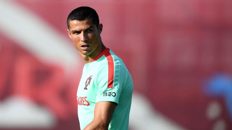 Cristiano Ronaldo durante un entrenamiento. 