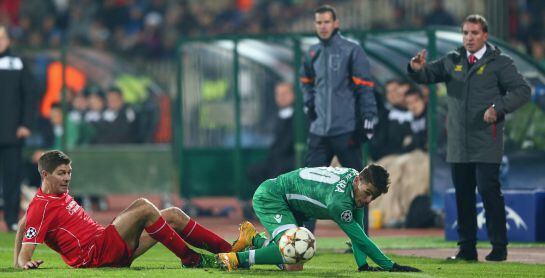 Brendan Rodgerts dirige a los suyos en el encuentro de Champions entre Ludogorets y Liverpool.