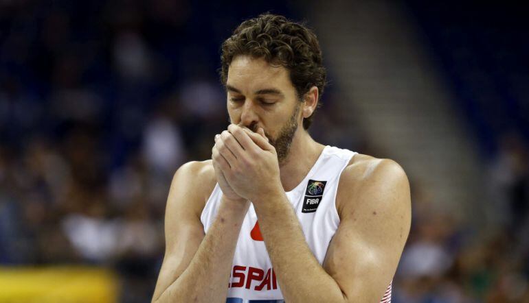 Pau Gasol, en un partido con la selección española