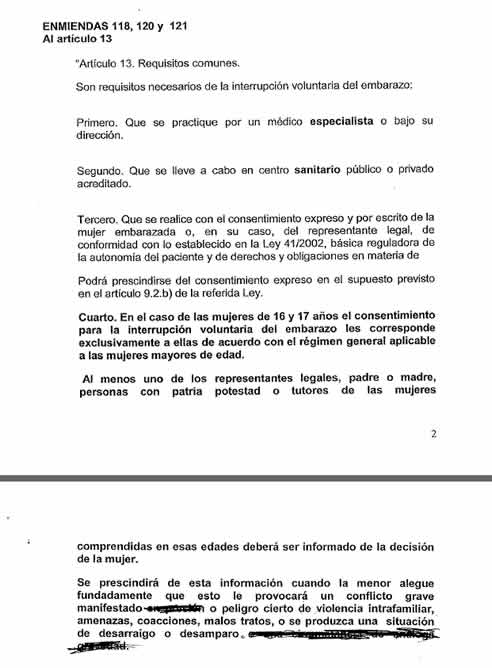 Las negociaciones sobre el aborto de las menores se prolongaron hasta el último minuto y se discutió palabra a palabra, lo que provocó que el texto saliera con borrones