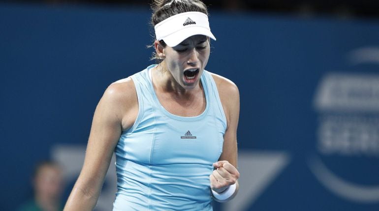 Garbiñe Muguruza cierra el puño con rabia tras ganar a la rusa Kasatkina en un partido durísimo