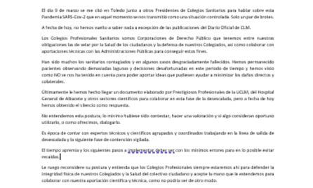 Carta dirigida al consejero de Sanidad