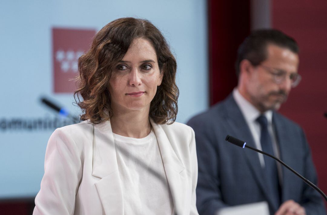 La presidenta de la Comunidad de Madrid, Isabel Díaz Ayuso, durante una rueda de prensa posterior a la reunión del Consejo de Gobierno