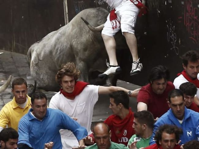 Uno de los corneados de esta mañana en Pamplona