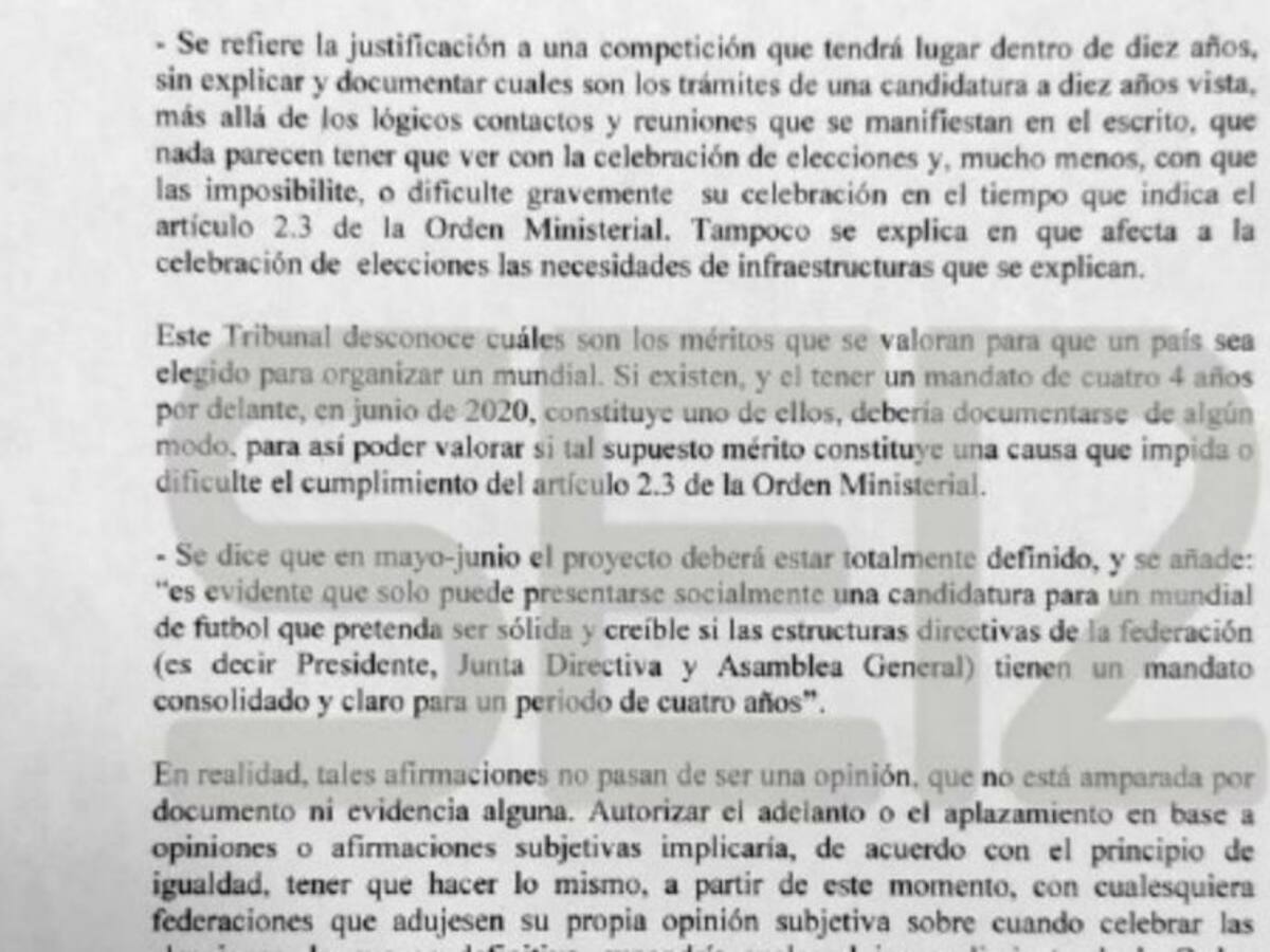 Exclusiva SER: el informe del TAD que aconseja no adelantar las elecciones a la RFEF