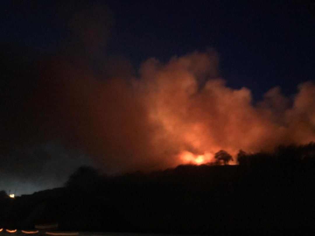 El incendio se propagó en las faldas del monte.