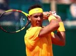 MONTE-CARLO, MONACO - APRIL 21: Rafael Nadal of Spain plays a back hand during his men&#039;s Semi-Final match against Grigor Dimitrov of Bulgaria during day seven of ATP Masters Series: Monte Carlo Rolex Masters at Monte-Carlo Sporting Club on April 21, 2018 in Monte-Carlo, Monaco. (Photo by Julian Finney/Getty Images)