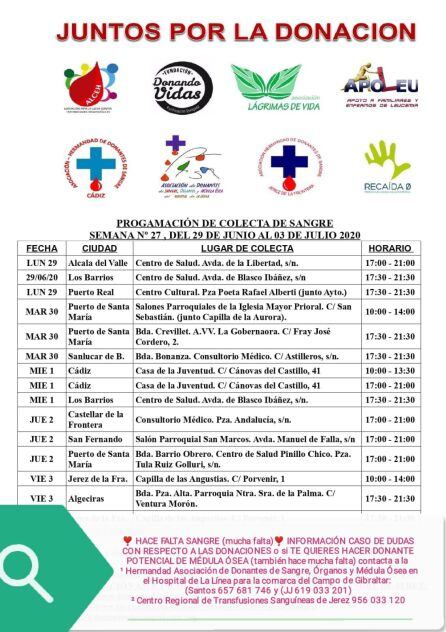 Donaciones previstas en el Campo de Gibraltar