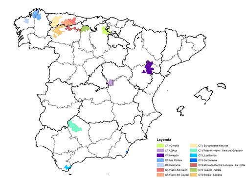 Mapa con las llamadas zonas de Transición Justa