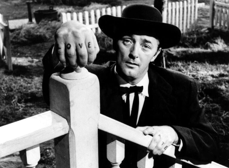 Robert Mitchum en &quot;La noche del cazador&quot; (Charles Laughton, 1955).