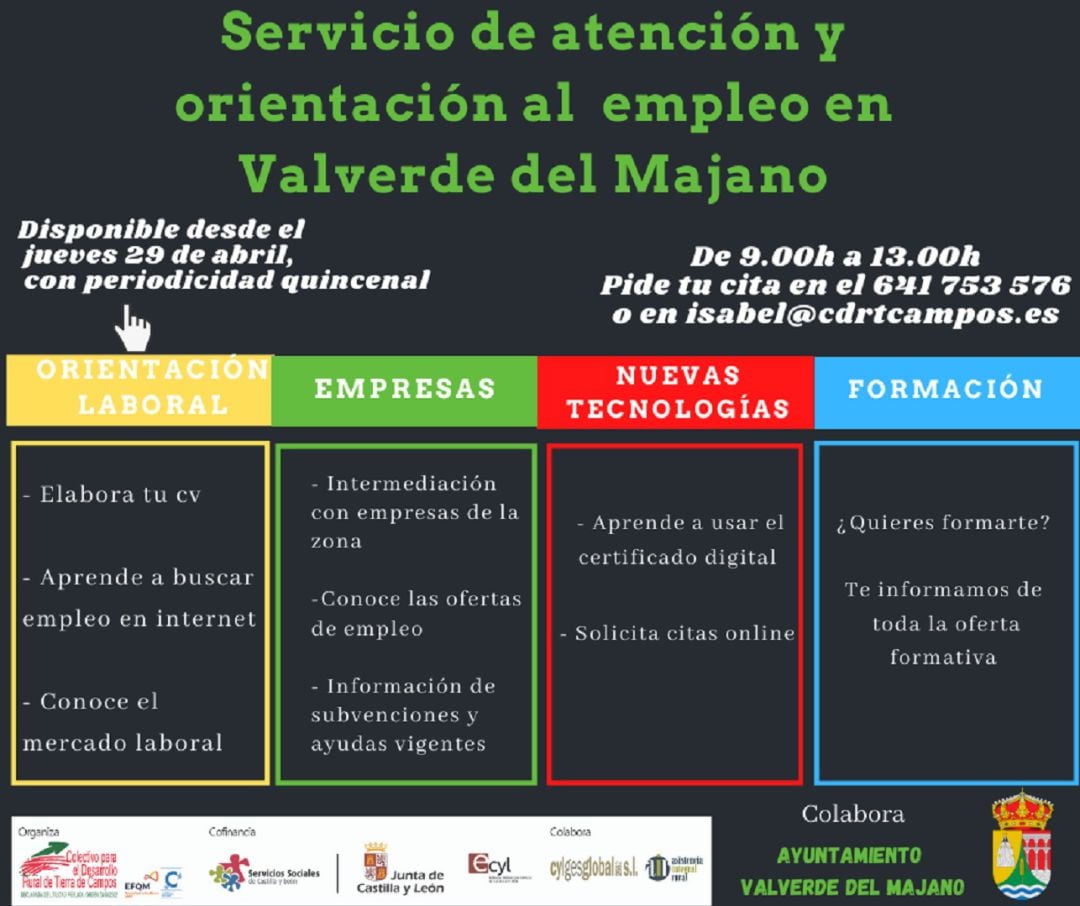 Servicio de atención y orientación al empleo en Valverde del Majano