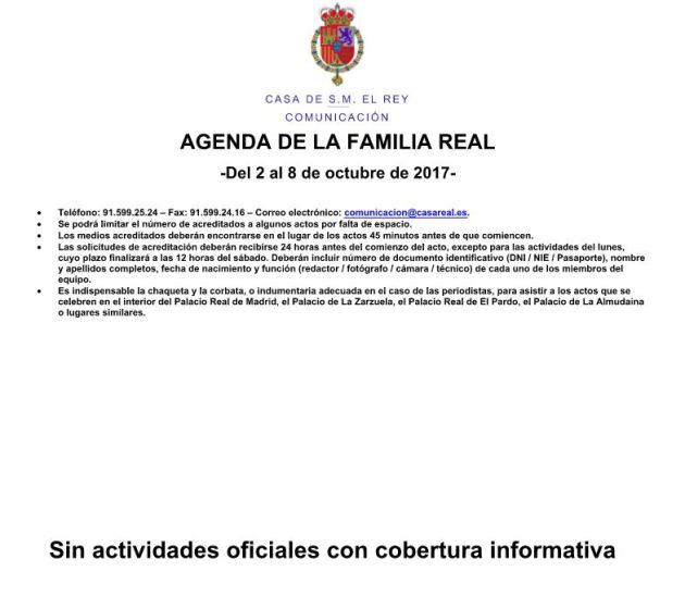 La agenda de la Familia Real