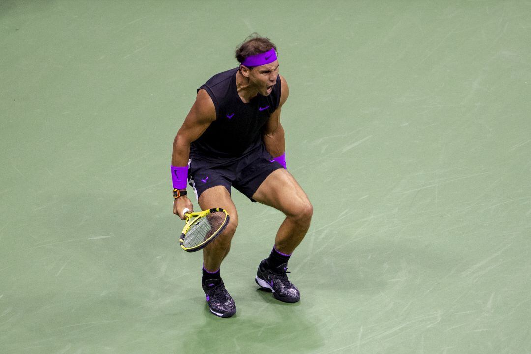 Nadal celebra con euforia un punto del encuentro de semifinales del US Open