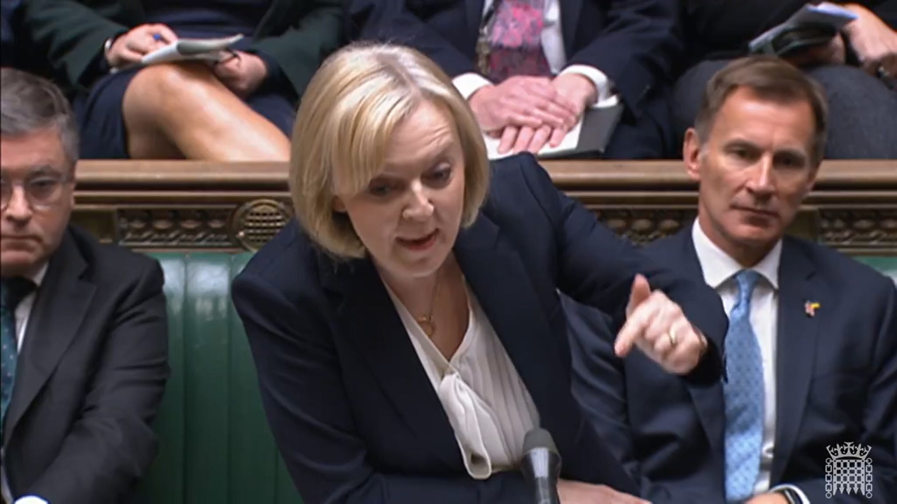 Liz Truss, esta mañana en el Parlamento.