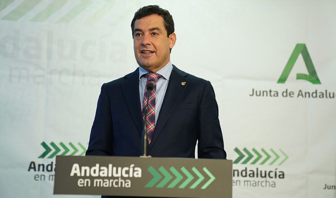 El presidente de la Junta, Juan Manuel Moreno, durante la inauguración del CARE Los Alcores 