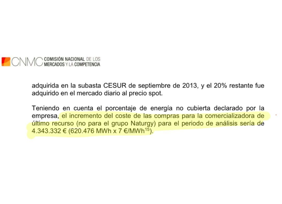 Imagen del informe del CNMC sobre los precios de la luz de Iberdrola en 2013.