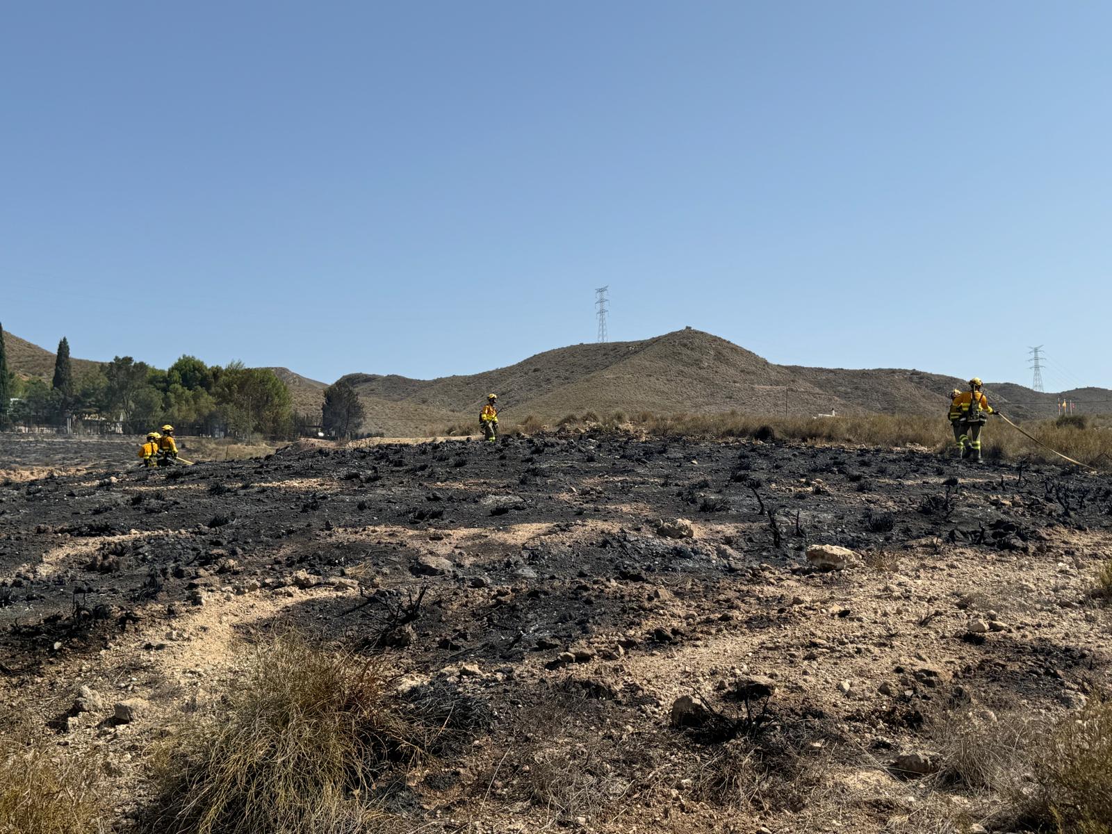 Incendio forestal en la sierra lorquina de la Almenara